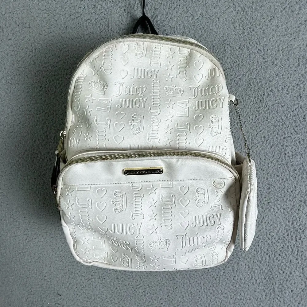 Juicy Couture White/Ivory Embossed Logo Backpack
